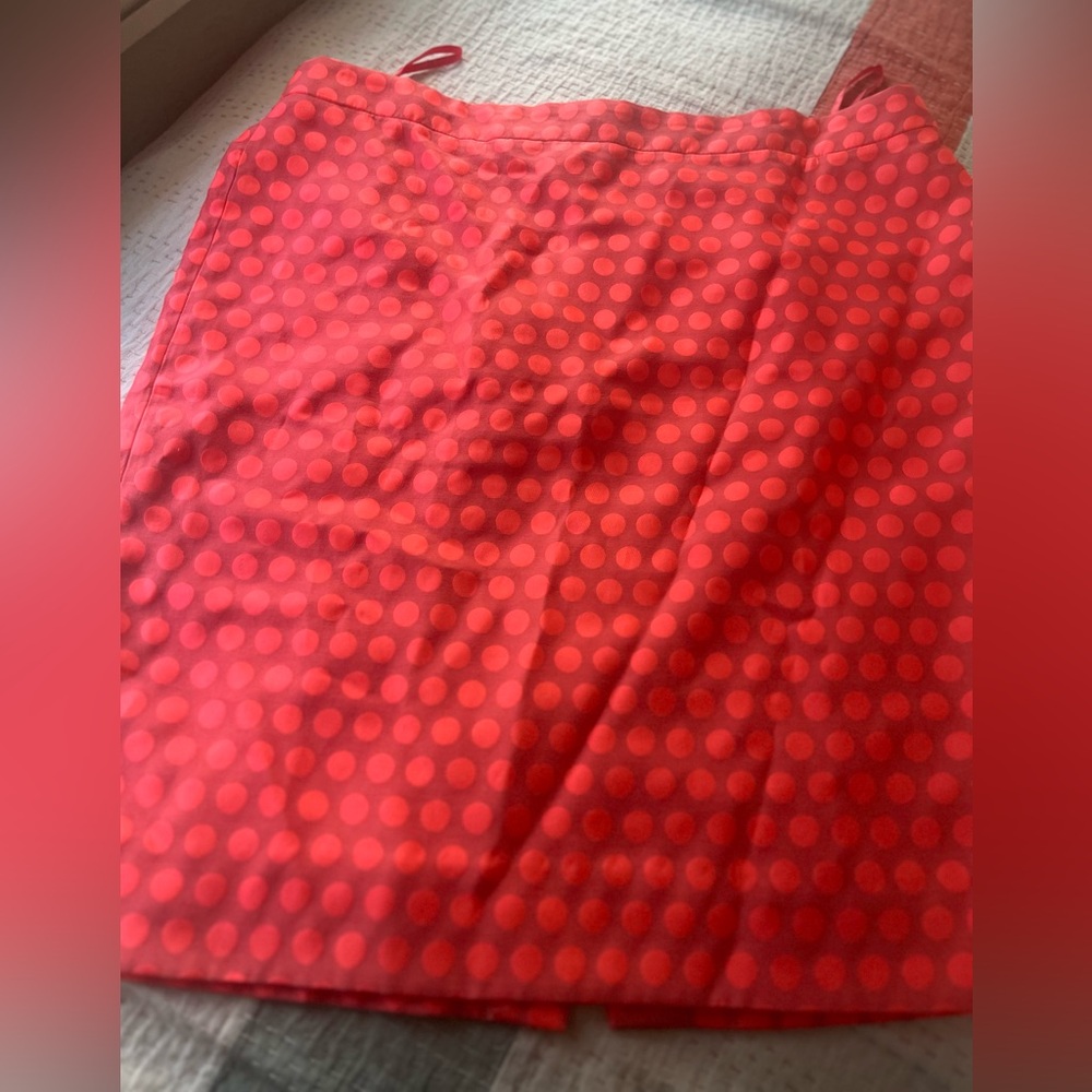 J Crew, The Pencil Skirt, Neon Orange Women's Size 14 Textured Dots